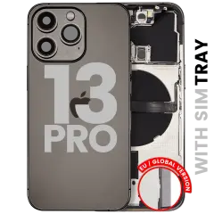 Back Housing W/ Small Parts For iPhone 13 Pro (EU / Global Version) (Used OEM Pull: Grade C) (Graphite)