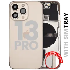 Back Housing W/ Small Parts For iPhone 13 Pro (EU / Global Version) (Used OEM Pull: Grade A) (Gold)
