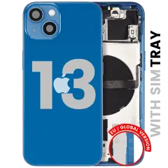 Back Housing W/ Small Parts For iPhone 13 (EU / Global Version) (Used OEM Pull: Grade A) (Blue)