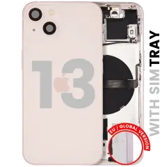 Back Housing W/ Small Parts For iPhone 13 (EU / Global Version) (Used OEM Pull: Grade B) (Pink)