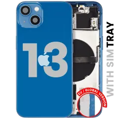 Back Housing W/ Small Parts For iPhone 13 (EU / Global Version) (Used OEM Pull: Grade B) (Blue)