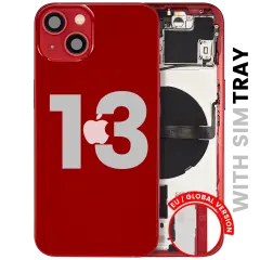 Back Housing W/ Small Parts For iPhone 13 (EU / Global Version) (Used OEM Pull: Grade B) (Red)