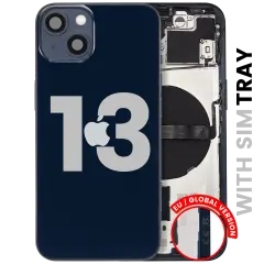 Back Housing W/ Small Parts For iPhone 13 (EU / Global Version) (Used OEM Pull: Grade B) (Midnight)