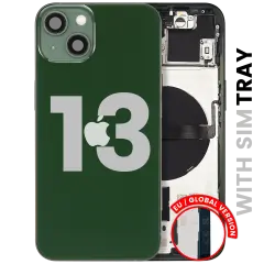 Back Housing W/ Small Parts For iPhone 13 (EU / Global Version) (Used OEM Pull: Grade C) (Green)