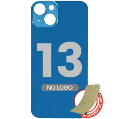Back Glass With 3M Adhesive For iPhone 13 (No Logo / Large Camera Hole) (Blue)