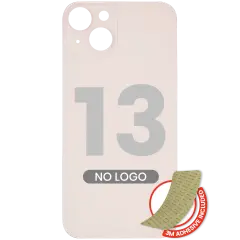 Back Glass With 3M Adhesive For iPhone 13 (No Logo / Large Camera Hole) (Pink)