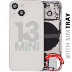 Back Housing W/ Charging Port Flex & Small Parts For iPhone 13 Mini (EU / Global Version) (Used OEM Pull: Grade A) (Starlight)