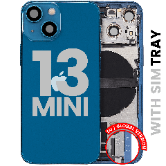 Back Housing W/ Charging Port Flex & Small Parts For iPhone 13 Mini (EU / Global Version) (Used OEM Pull: Grade C) (Blue)