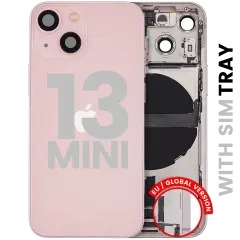Back Housing W/ Charging Port Flex & Small Parts For iPhone 13 Mini (EU / Global Version) (Used OEM Pull: Grade C) (Pink)