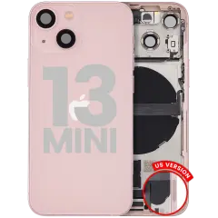 Back Housing W/ Charging Port Flex & Small Parts For iPhone 13 Mini (US Version) (Used OEM Pull: Grade B) (Pink)
