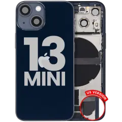 Back Housing W/ Charging Port Flex & Small Parts For iPhone 13 Mini (US Version) (Used OEM Pull: Grade C) (Midnight)
