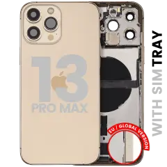 Back Housing W/ Charging Port Flex & Small Parts For iPhone 13 Pro Max (EU / Global Version) (Used OEM Pull: Grade A) (Gold)
