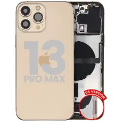 Back Housing W/ Charging Port Flex & Small Parts For iPhone 13 Pro Max (US Version) (Used OEM Pull: Grade A) (Gold)