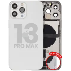 Back Housing W/ Charging Port Flex & Small Parts For iPhone 13 Pro Max (US Version) (Used OEM Pull: Grade A) (Silver)