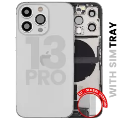 Back Housing W/ Charging Port Flex & Small Parts For iPhone 13 Pro (EU / Global Version) (Used OEM Pull: Grade B) (Silver)