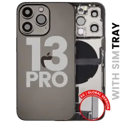 Back Housing W/ Charging Port Flex & Small Parts For iPhone 13 Pro (EU / Global Version) (Used OEM Pull: Grade C) (Graphite)