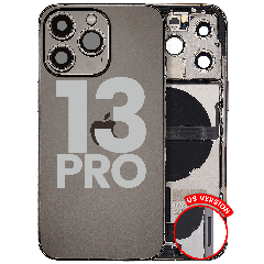 Back Housing W/ Charging Port Flex & Small Parts For iPhone 13 Pro (US Version) (Used OEM Pull: Grade A) (Graphite)