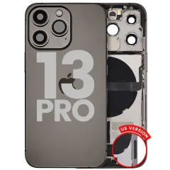 Back Housing W/ Charging Port Flex & Small Parts For iPhone 13 Pro (US Version) (Used OEM Pull: Grade C) (Graphite)