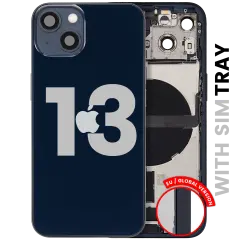 Back Housing W/ Charging Port Flex & Small Parts For iPhone 13 (EU / Global Version) (Used OEM Pull: Grade A) (Midnight)