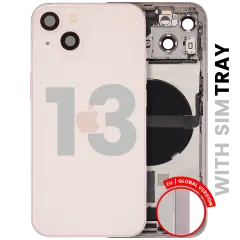 Back Housing W/ Charging Port Flex & Small Parts For iPhone 13 (EU / Global Version) (Used OEM Pull: Grade A) (Pink)