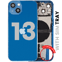 Back Housing W/ Charging Port Flex & Small Parts For iPhone 13 (EU / Global Version) (Used OEM Pull: Grade B) (Blue)
