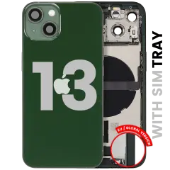 Back Housing W/ Charging Port Flex & Small Parts For iPhone 13 (EU / Global Version) (Used OEM Pull: Grade B) (Green)