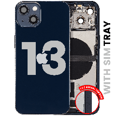 Back Housing W/ Charging Port Flex & Small Parts For iPhone 13 (EU / Global Version) (Used OEM Pull: Grade B) (Midnight)