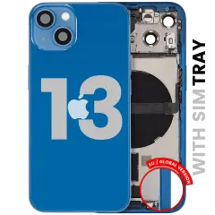 Back Housing W/ Charging Port Flex & Small Parts For iPhone 13 (EU / Global Version) (Used OEM Pull: Grade C) (Blue)