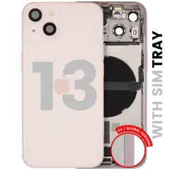 Back Housing W/ Charging Port Flex & Small Parts For iPhone 13 (EU / Global Version) (Used OEM Pull: Grade C) (Pink)