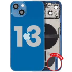 Back Housing W/ Charging Port Flex & Small Parts For iPhone 13 (US Version) (Used OEM Pull: Grade A) (Blue)