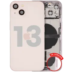 Back Housing W/ Charging Port Flex & Small Parts For iPhone 13 (US Version) (Used OEM Pull: Grade A) (Pink)