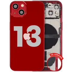 Back Housing W/ Charging Port Flex & Small Parts For iPhone 13 (US Version) (Used OEM Pull: Grade A) (Red)