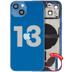 Back Housing W/ Charging Port Flex & Small Parts For iPhone 13 (US Version) (Used OEM Pull: Grade B) (Blue)