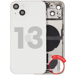 Back Housing W/ Charging Port Flex & Small Parts For iPhone 13 (US Version) (Used OEM Pull: Grade B) (Starlight)