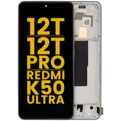 OLED Assembly With Frame For Xiaomi 12T / 12T Pro / Redmi K50 Ultra (Refurbished) (Silver)