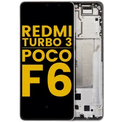 OLED Assembly With Frame For Xiaomi Redmi Turbo 3 / Xiaomi Poco F6 (Refurbished) (Titanium color)