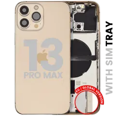 Back Housing W/ Small Parts For iPhone 13 Pro Max (EU / Global Version) (Used OEM Pull: Grade C) (Gold)