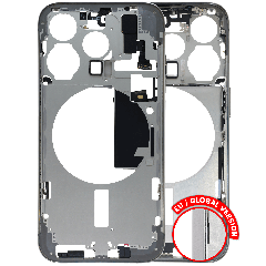 Mid-Frame Housing W/ Small Parts For iPhone 15 Pro (EU / Global Version) (Used OEM Pull: Grade B) (White Titanium)