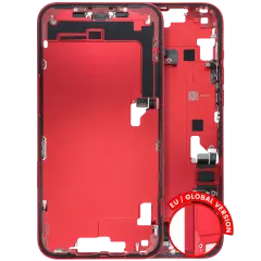 Mid-Frame Housing W/ Charging Port Flex & Small Parts For iPhone 14 Plus (EU / Global Version) (Used OEM Pull: Grade A) (Red)