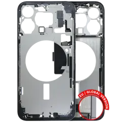 Mid-Frame Housing W/ Charging Port Flex & Small Parts For iPhone 15 Pro Max (EU / Global Version) (Used OEM Pull: Grade A) (Blue Titanium)