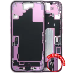 Mid-Frame Housing W/ Charging Port Flex & Small Parts For iPhone 16 (EU / Global Version) (Used OEM Pull: Grade B) (Pink)