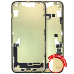Mid-Frame Housing W/ Charging Port Flex & Small Parts For iPhone 14 Plus (EU / Global Version) (Used OEM Pull: Grade B) (Yellow)
