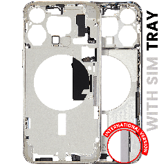 Mid-Frame Housing W/ Small Parts For iPhone 15 Pro Max (EU / Global Version) (Used OEM Pull: Grade A) (White Titanium)