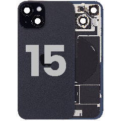 Back Glass w/ MagSafe Magnet & NFC & Flashlight Flex For iPhone 15 (Used OEM Pull: Grade A) (Black)