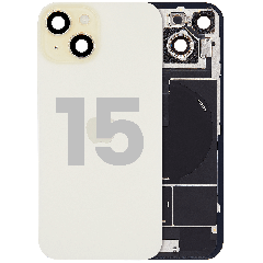 Back Glass w/ MagSafe Magnet & NFC & Flashlight Flex For iPhone 15 (Used OEM Pull: Grade A) (Yellow)