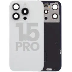 Back Glass w/ MagSafe Magnet & NFC & Flashlight Flex For iPhone 15 Pro (Used OEM Pull: Grade A) (White Titanium)