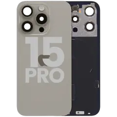 Back Glass w/ MagSafe Magnet & NFC & Flashlight Flex For iPhone 15 Pro (Used OEM Pull: Grade A) (Natural Titanium)