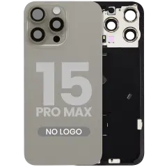 Back Glass w/ MagSafe Magnet & NFC & Flashlight Flex For iPhone 15 Pro Max (No Logo) (Aftermarket) (Natural Titanium)