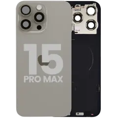 Back Glass w/ MagSafe Magnet & NFC & Flashlight Flex For iPhone 15 Pro Max (Used OEM Pull: Grade B) (Natural Titanium)