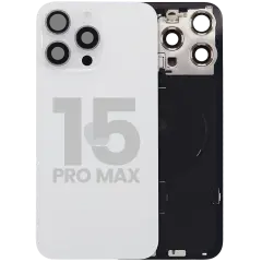 Back Glass w/ MagSafe Magnet & NFC & Flashlight Flex For iPhone 15 Pro Max (Used OEM Pull: Grade B) (White Titanium)